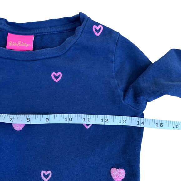 Lilly Pulitzer Girls Sz M 6-7 Mini Rami Navy Wild Heart Embroidered Sweatshirt - Picture 11 of 16